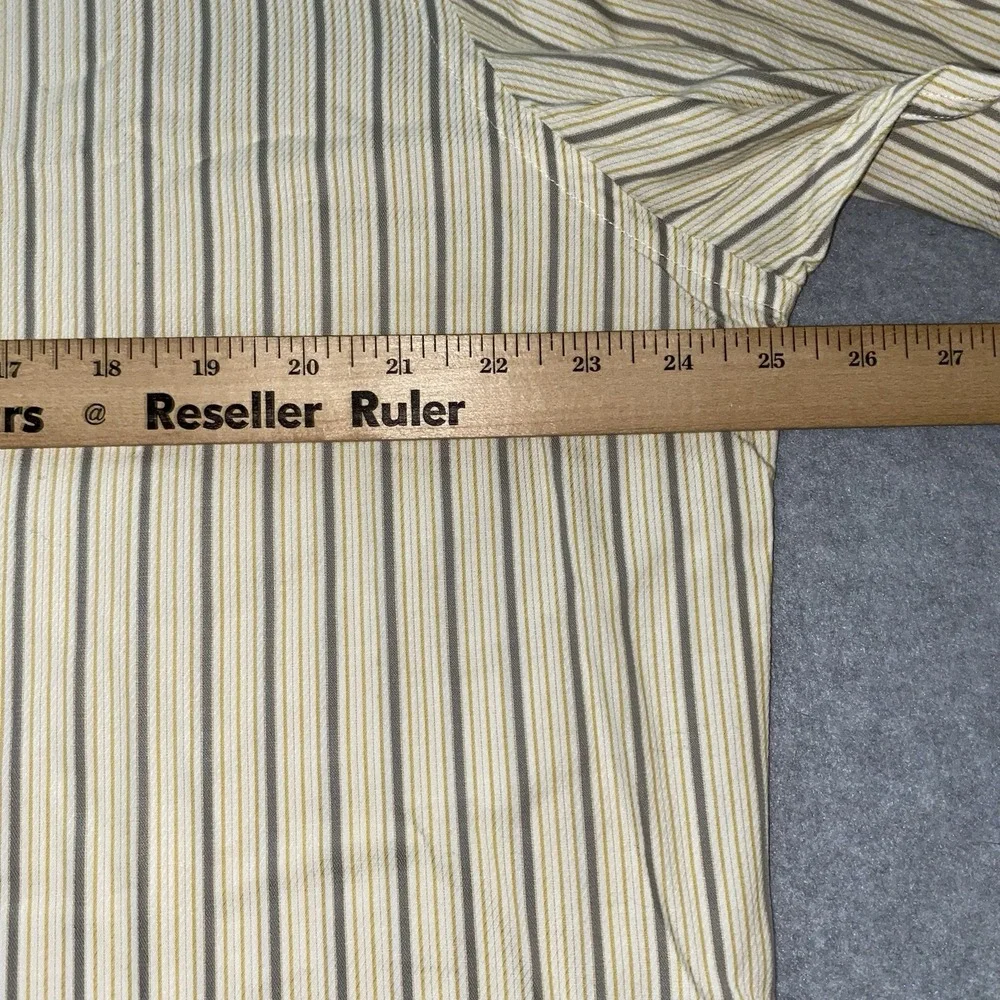 Banana Republic Button Up Shirt Men's L 16-16.5 Yellow Gray‎ Stripe Long Sleeve